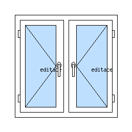 Okno dvojkrídlové so stĺpikom - Ľavé aj pravé krídlo iba otváravé