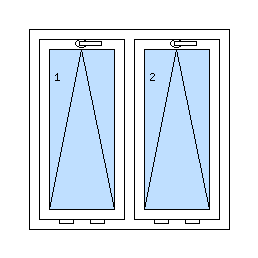 Dvojkrídlové okno - Ľavé aj pravé krídlo len výklopné