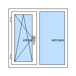 Okno dvojkrídlové so stĺpikom - Ľavé krídlo otváravo-sklopné, pravé krídlo pevné (fixné)